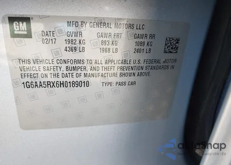 2017 Cadillac Ats Standard from USA, damaged, VIN 1G6AA5RX6H0189010